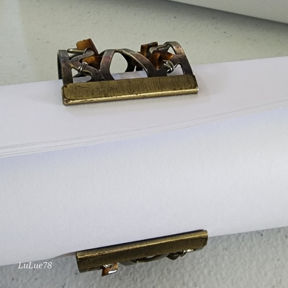 Goldtone and Brown Wide Cuff Bracelet - Picture 5 of 14